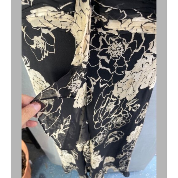 Adrianna Papell 100% Silk Maxi Fairy Dress black & cream woman sz 6 - Picture 8 of 16